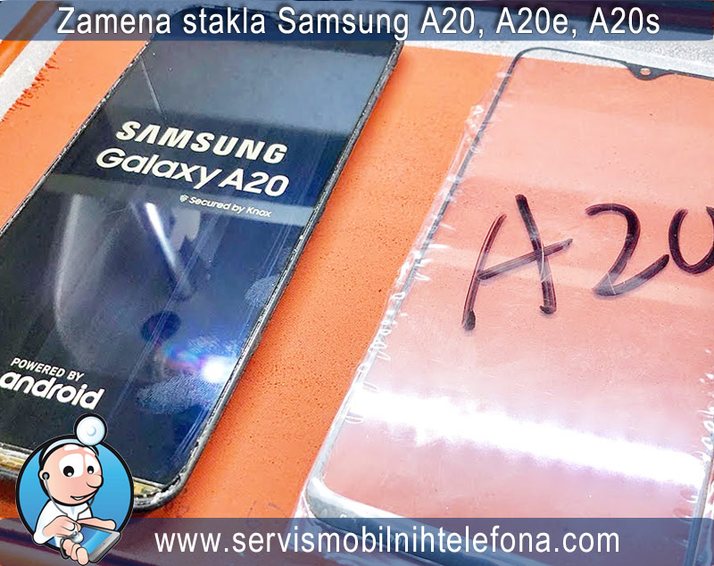 zamena stakla ekrana samsung a20, a20e, a20s