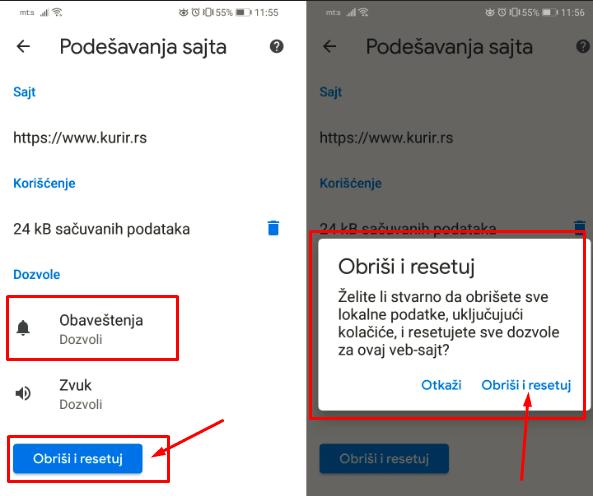 resetovanje notifikacija browser