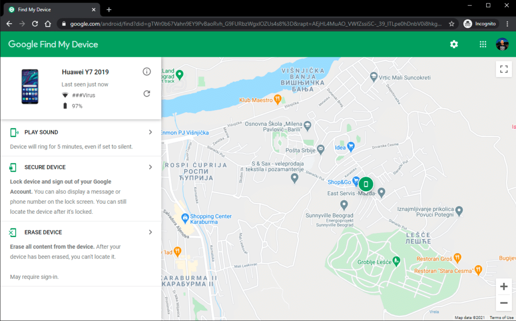 lociranje telefona preko google naloga