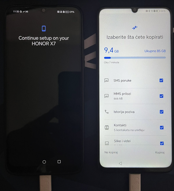 prebacivanje podataka sa androida na android