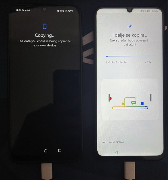 prebacivanje podataka sa androida na android